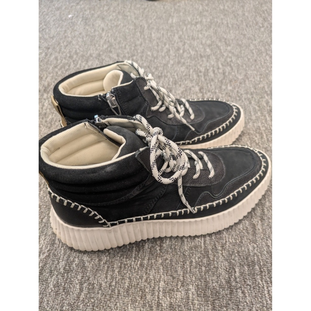 Dolce Vita Daley Black Suede Leather High Top Lace Up Zip Sneakers Women 9